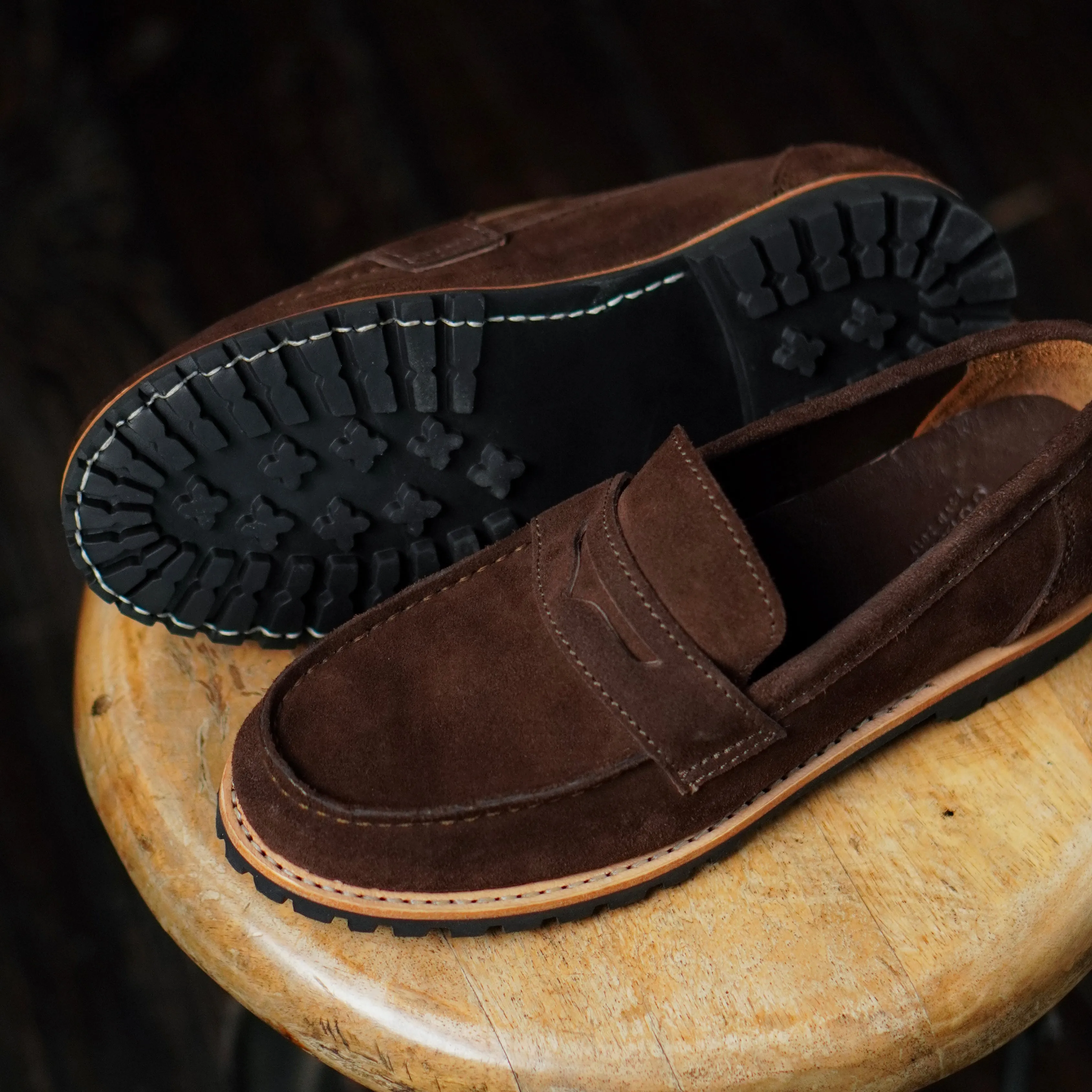 Oslo Penny Loafers Suede (Espresso Brown) Goodyear Welted