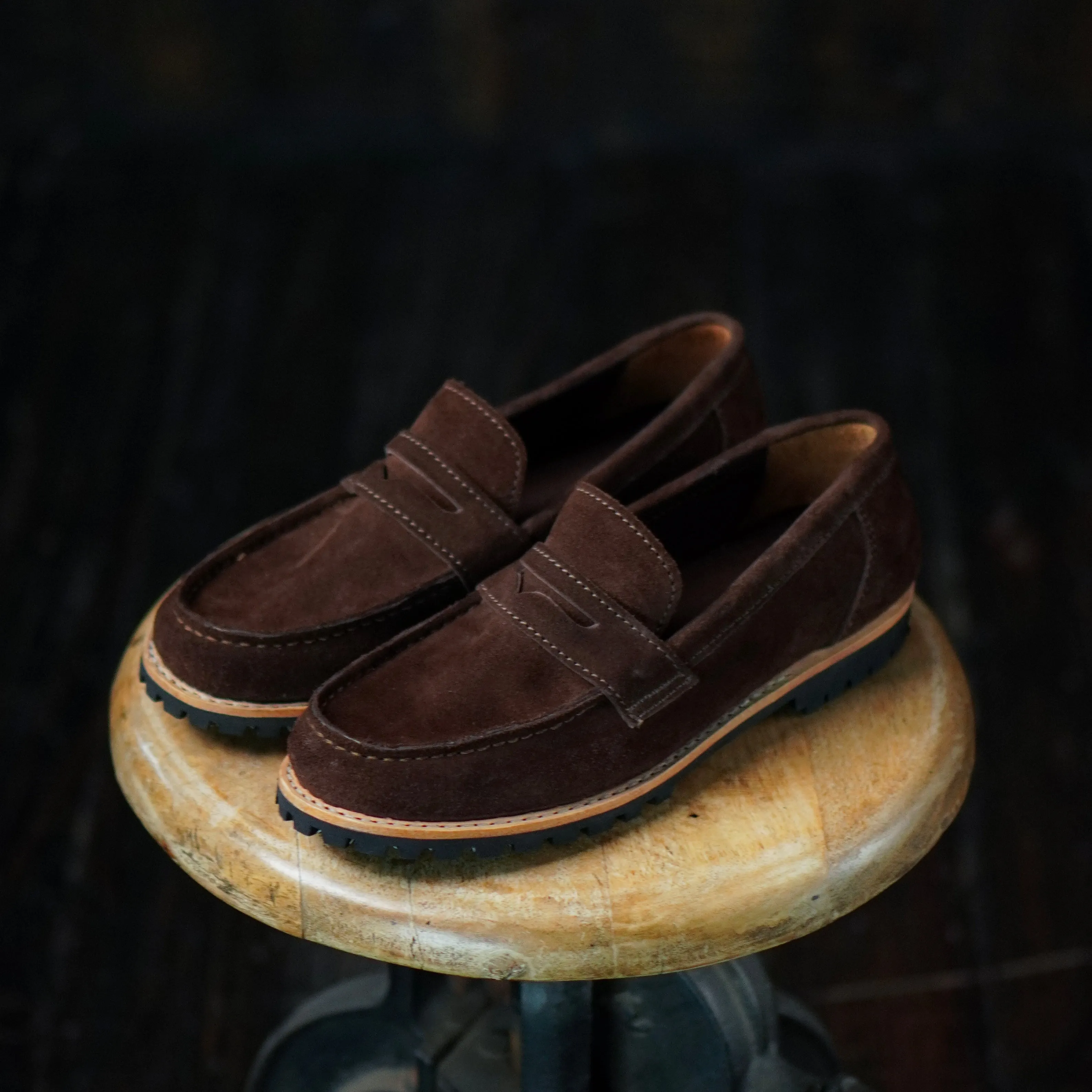 Oslo Penny Loafers Suede (Espresso Brown) Goodyear Welted