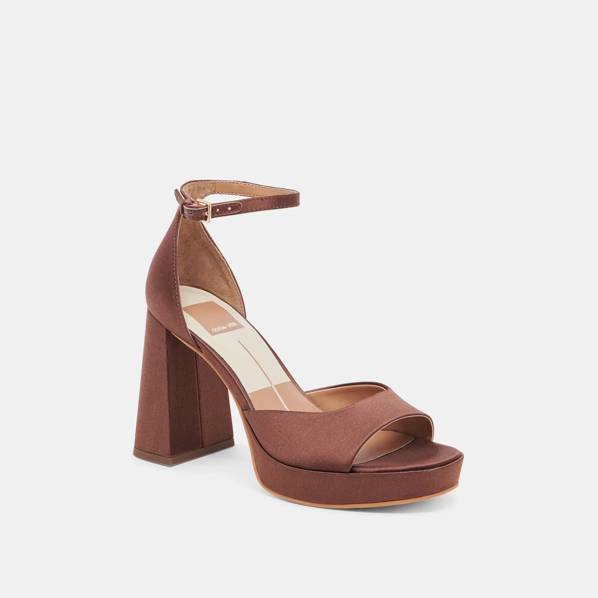 PANDRO HEELS CHOCOLATE SATIN