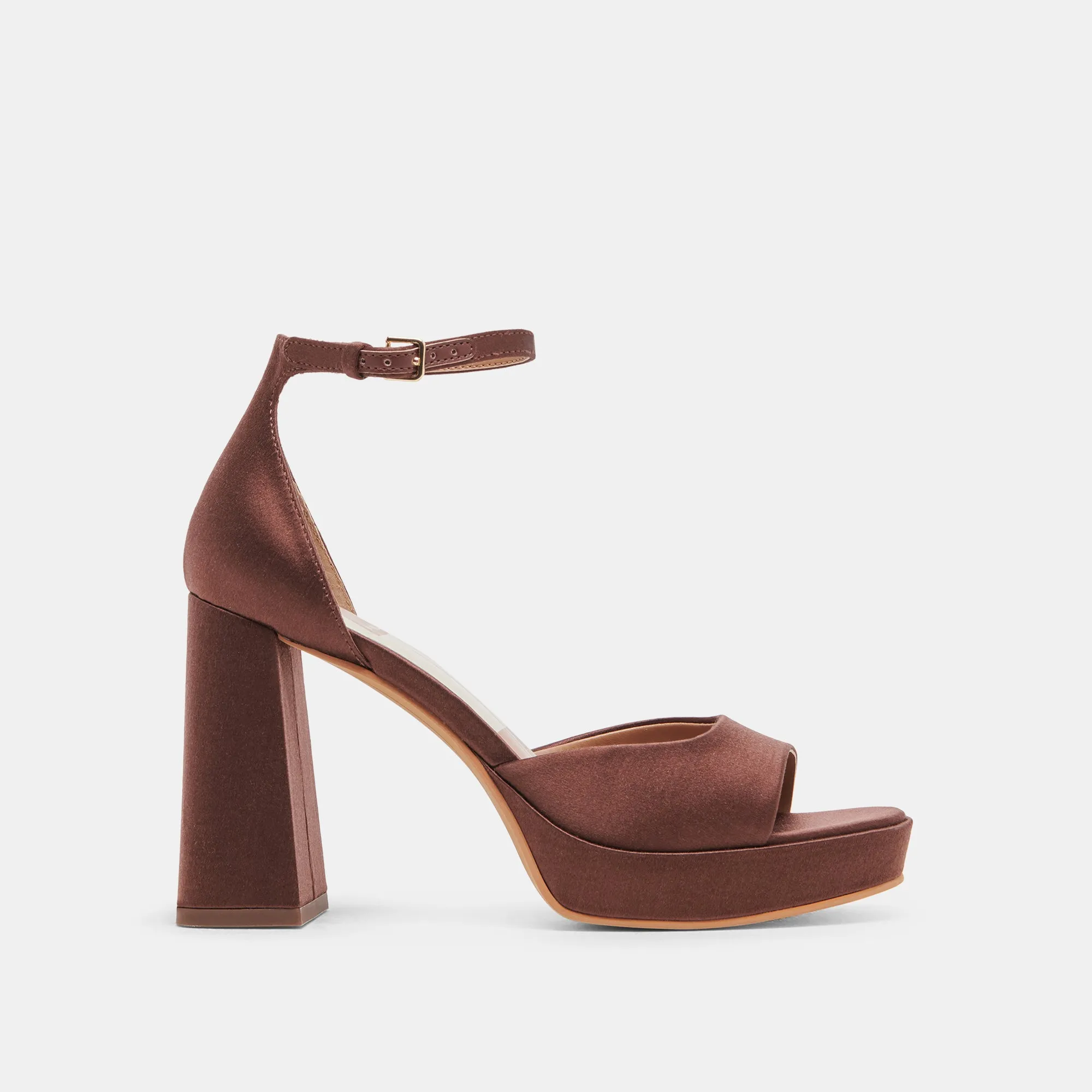 PANDRO HEELS CHOCOLATE SATIN