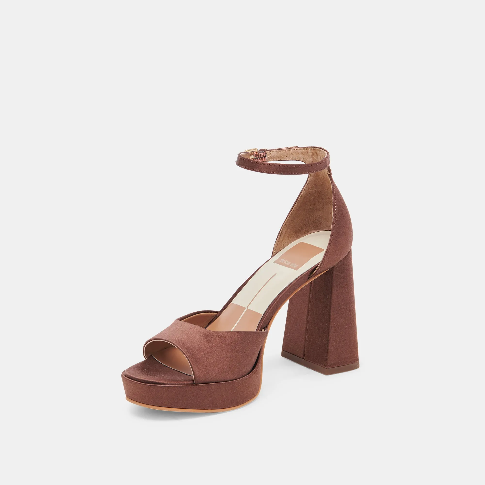 PANDRO HEELS CHOCOLATE SATIN