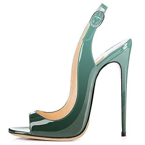 Patent Leather High Heeled Peep Toe Sandals