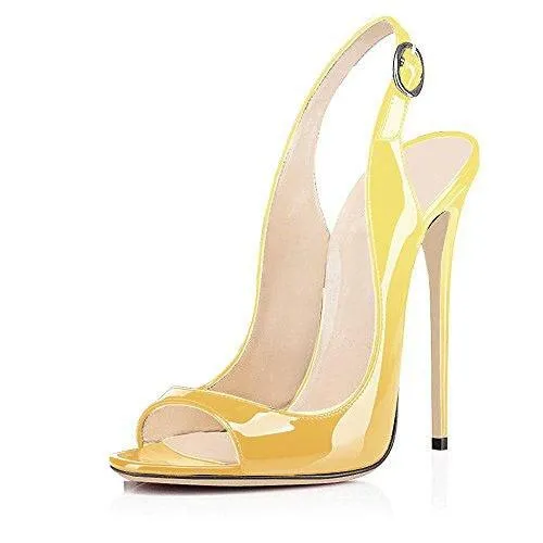 Patent Leather High Heeled Peep Toe Sandals