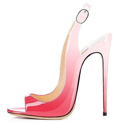 Patent Leather High Heeled Peep Toe Sandals