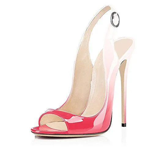 Patent Leather High Heeled Peep Toe Sandals