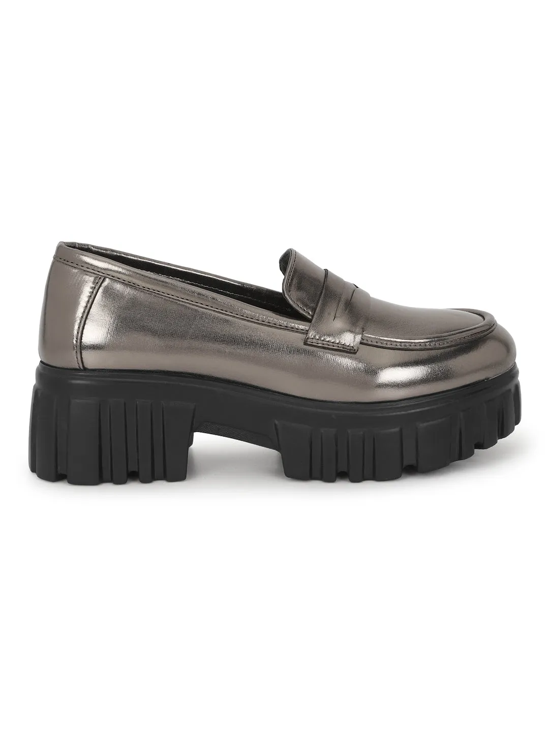 Pewter PU Block Loafers (TC-ANA-7981-PEW)