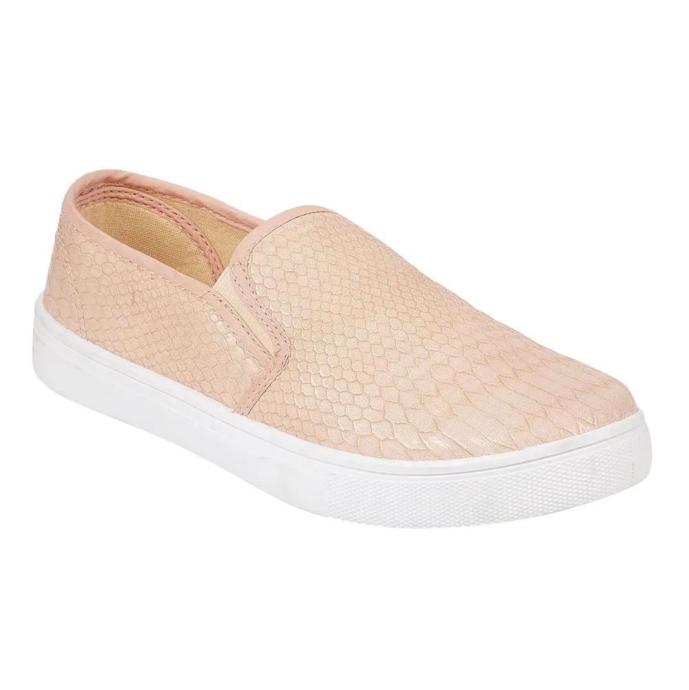 Pink Snake Pattern Flat Shoes