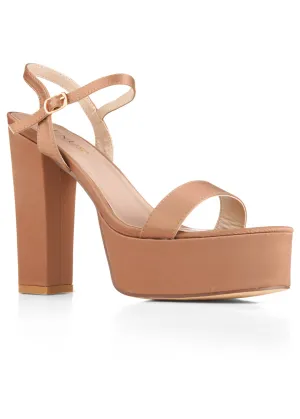 Platform Chunky Heels - Tan