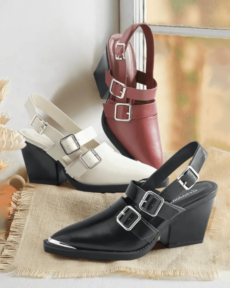 Pointed Toe Adjusting Buckle Heels