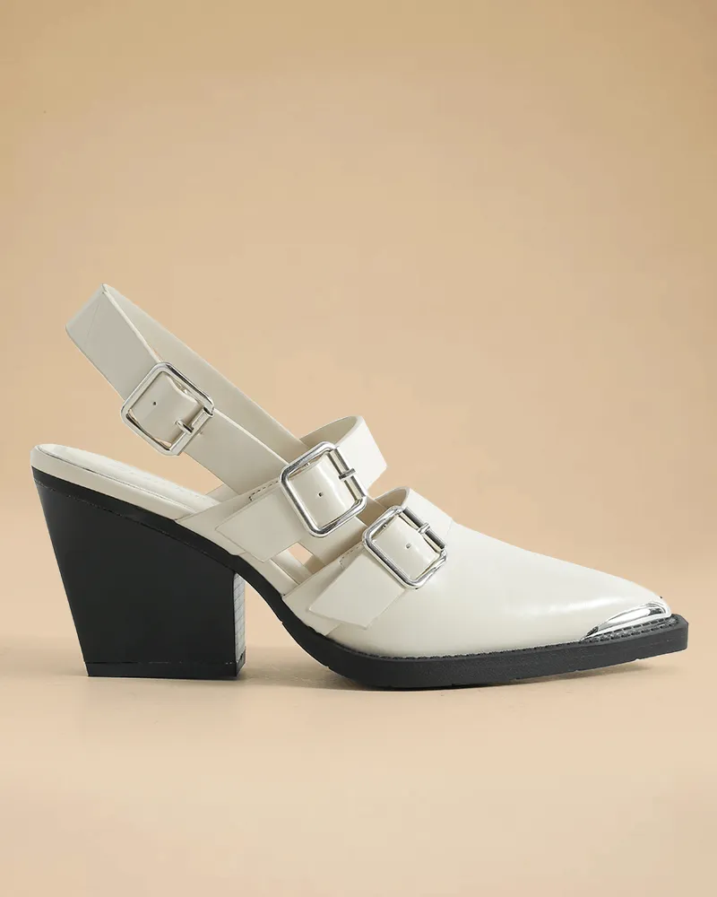 Pointed Toe Adjusting Buckle Heels