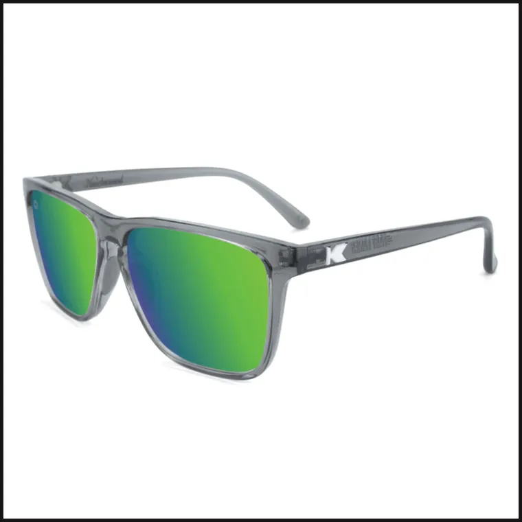 Polarized Fast Lanes Sport Sunglasses - Clear Grey / Green Moonshine