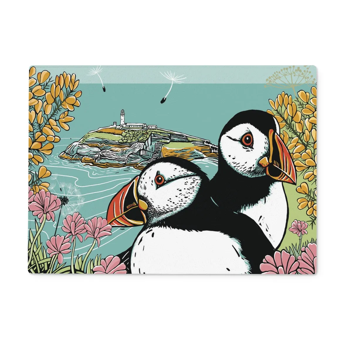 Puffins Glass Chopping Board