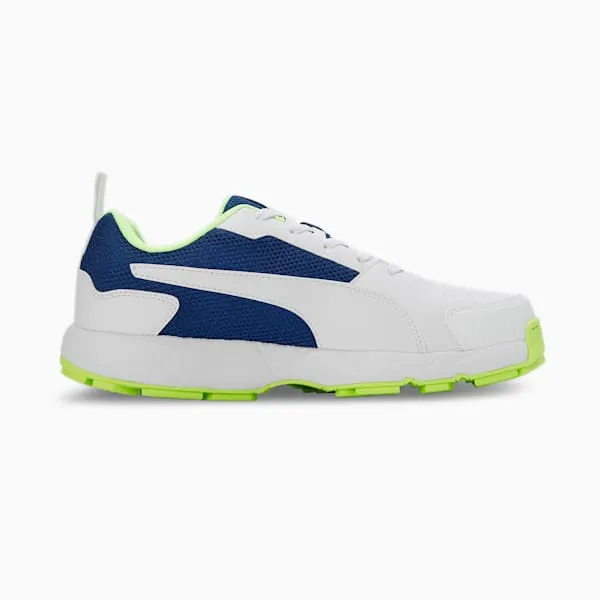 PUMA CAT White-Blazing Blue-Fast Yellow Cricket High Run Men's Shoes