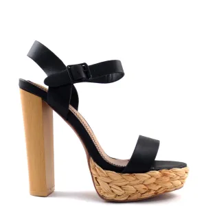 Qupid Open Toe Ankle Strap Rope Platform Chunky High  Heels - Dearly