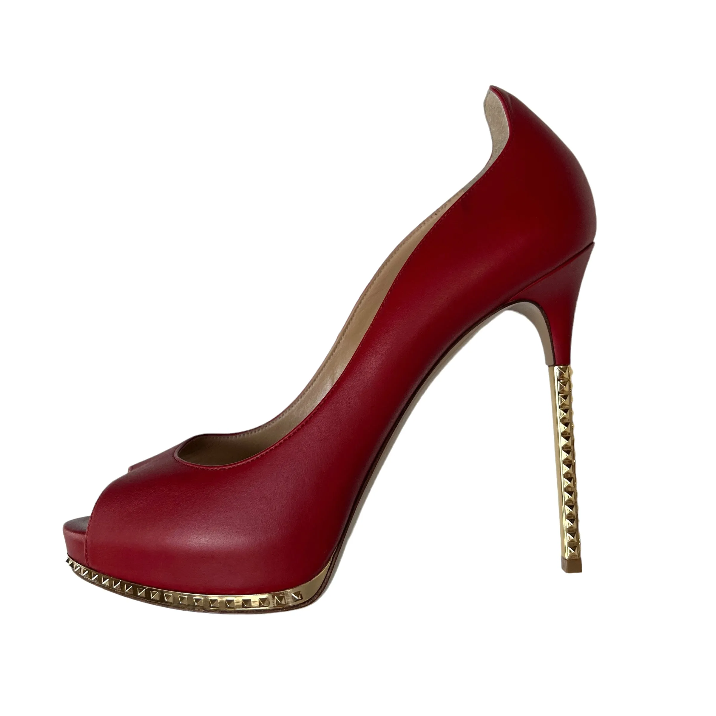 Red Leather High Heels - 10