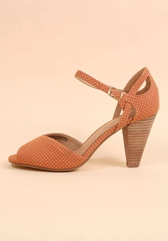 Restricted Dancing Dots Cutout Ankle Strap Peep Toe Pumps