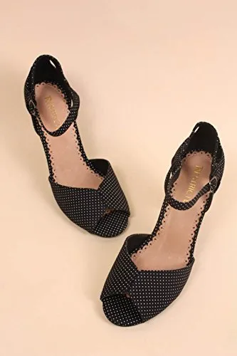 Restricted Dancing Dots Cutout Ankle Strap Peep Toe Pumps