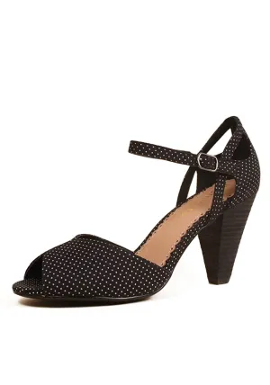 Restricted Dancing Dots Cutout Ankle Strap Peep Toe Pumps