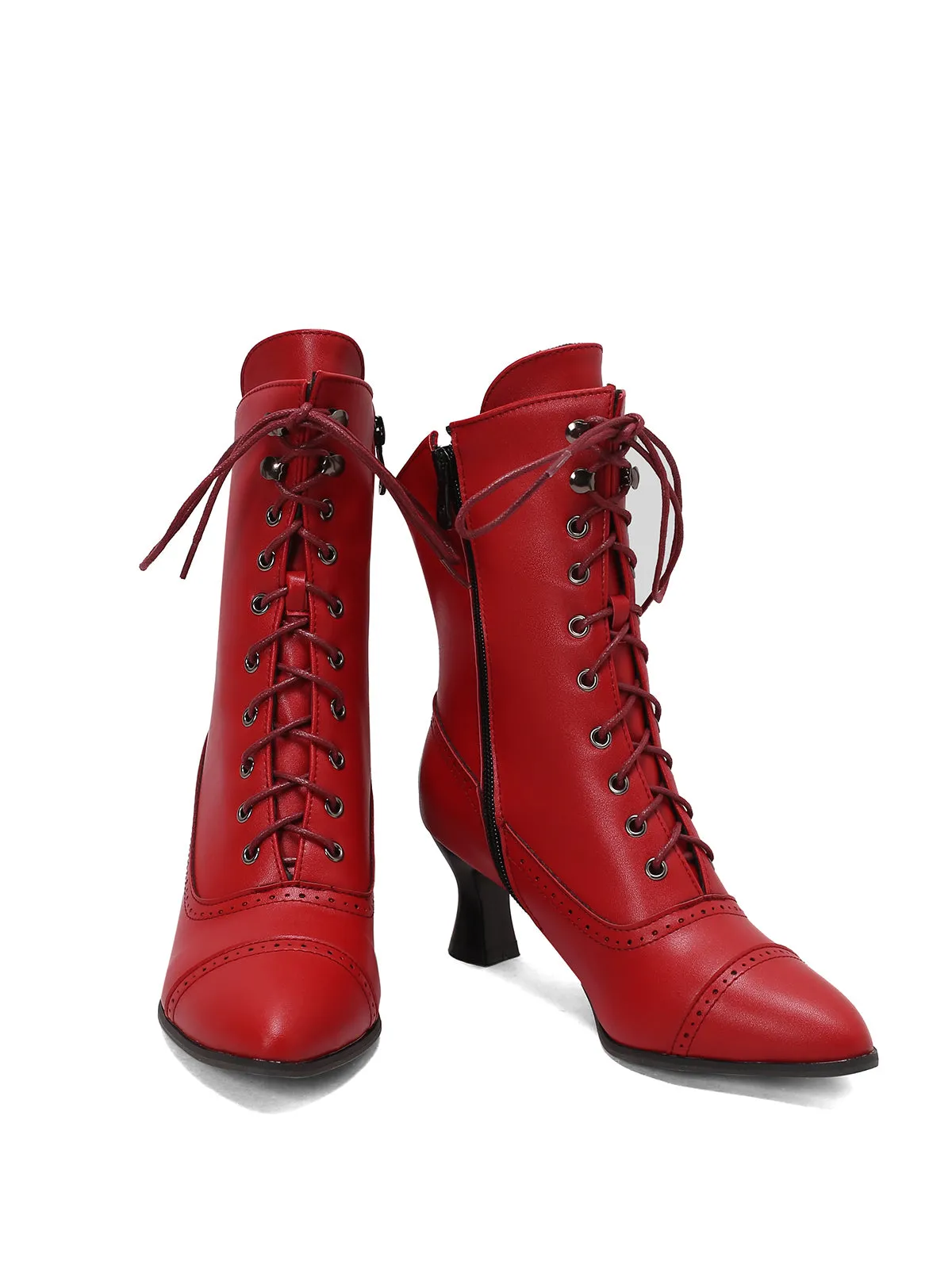 Retro Leather High Heel Boots