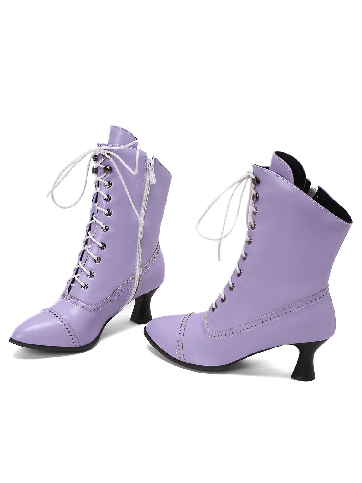 Retro Leather High Heel Boots