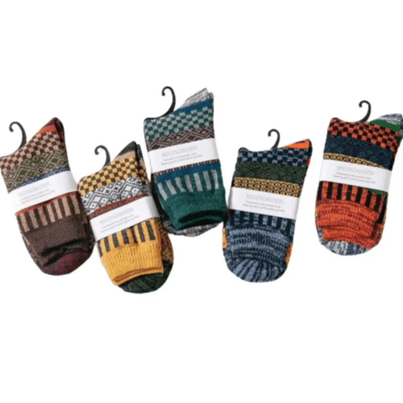 Retro Theme Wool Socks – Stylish Warmth for All Seasons