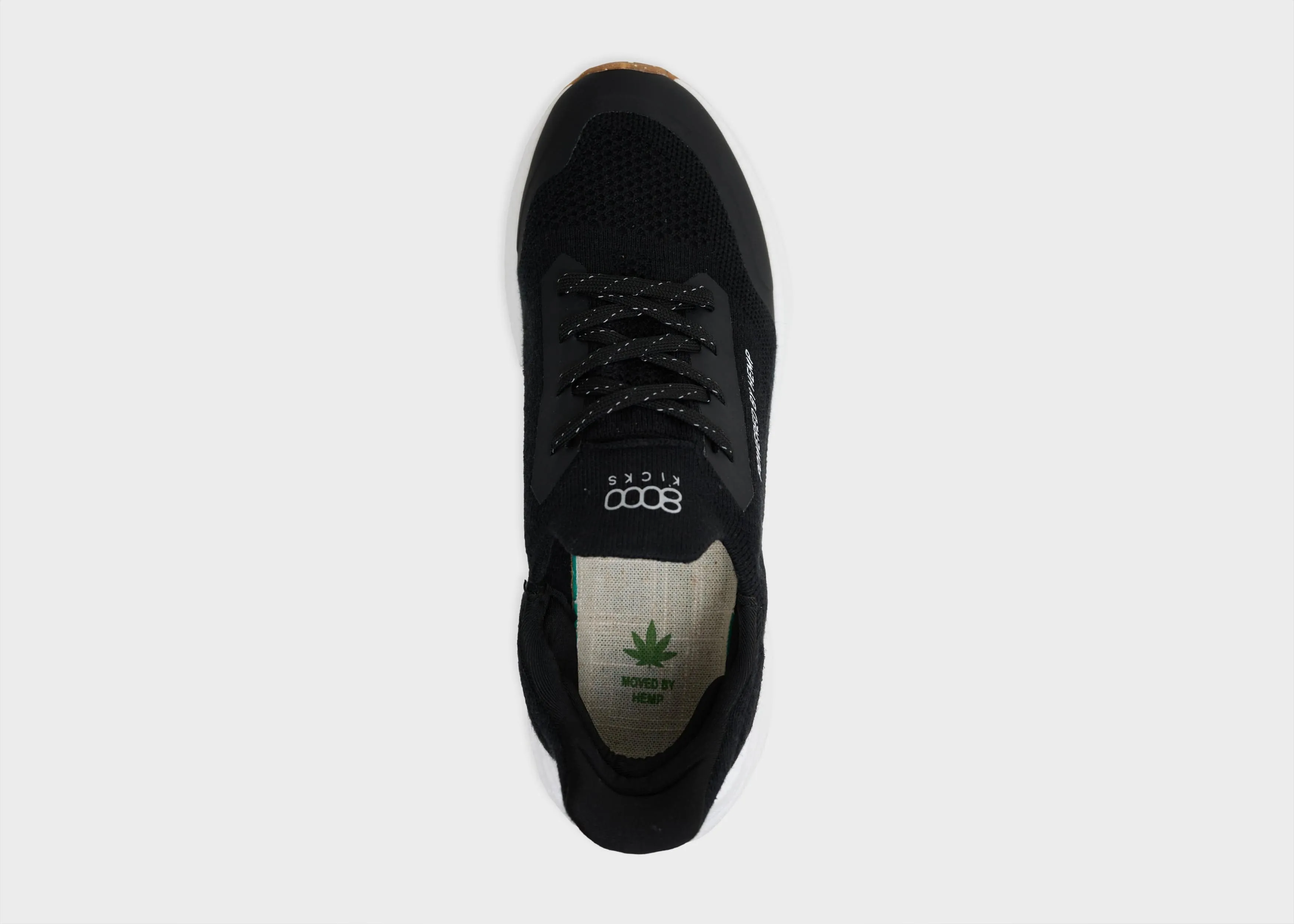 Runners Men's Hemp Leather Trainers | Black & White