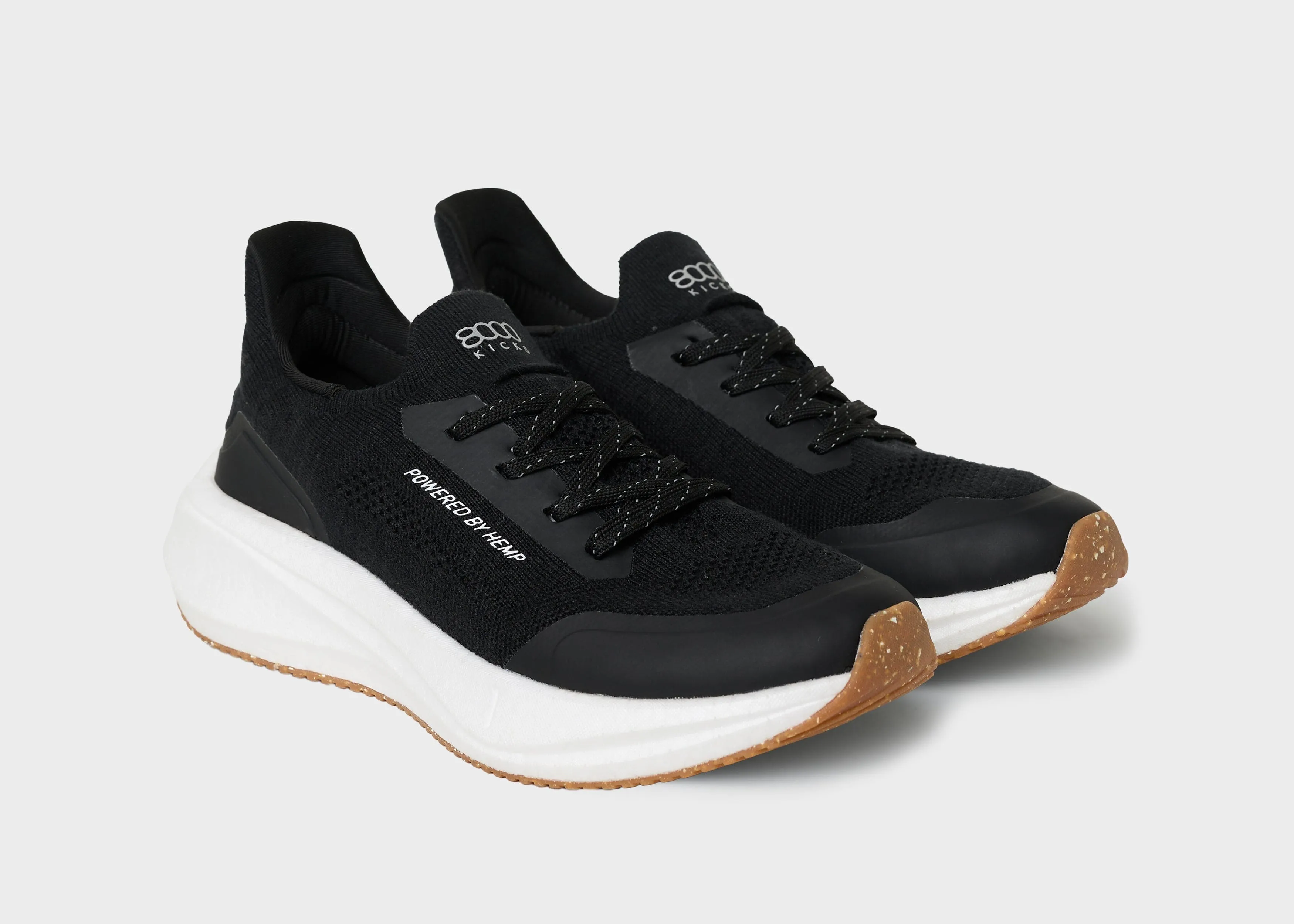 Runners Men's Hemp Leather Trainers | Black & White