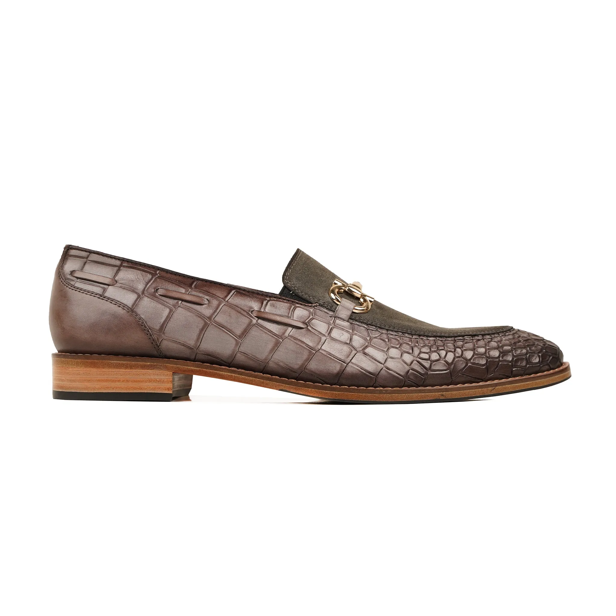 Sawara - Men's Beige Calf Leather And Kid Suede Loafer