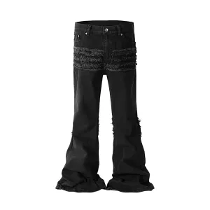 Slim fit frayed panel bootleg jean