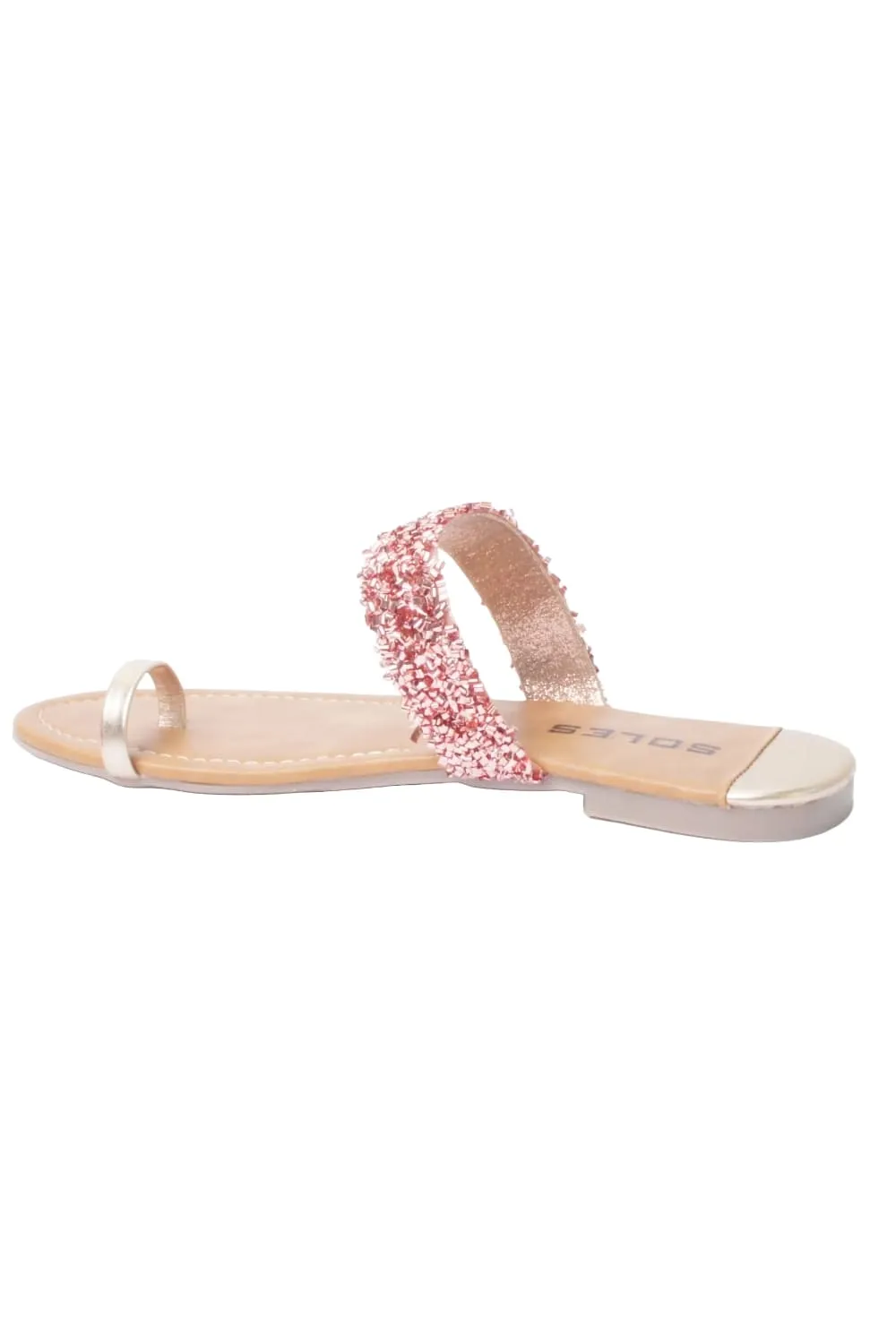 SOLES Rose Gold Flat Sandals