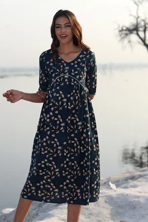 Sootisyahi 'Indigo Era' Block Printed Cotton Dress