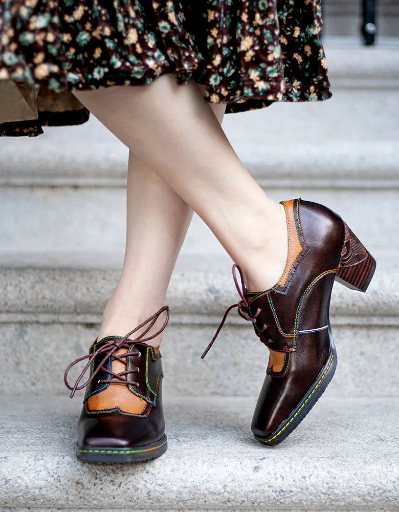 Spring Lace-up Vintage Chunky Heels 36-42