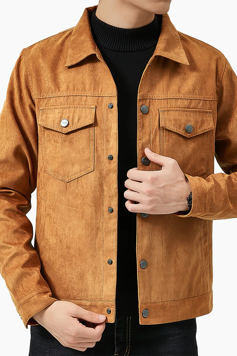 Style-Driven Suede Lapel Jacket