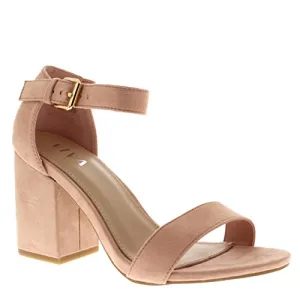 Suede Ankle Strap Wide Mid Block Heel