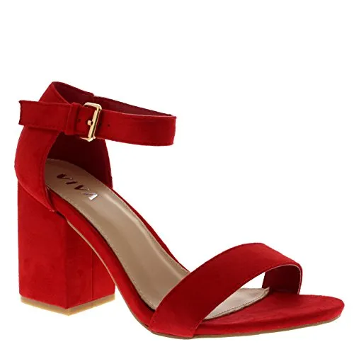 Suede Ankle Strap Wide Mid Block Heel