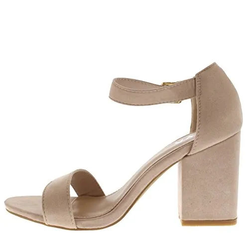 Suede Ankle Strap Wide Mid Block Heel