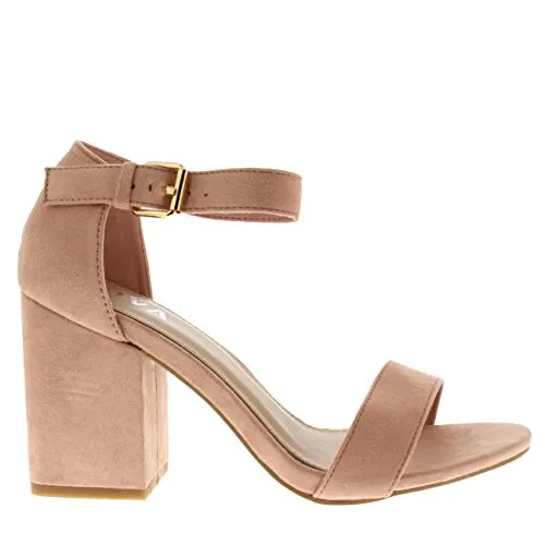 Suede Ankle Strap Wide Mid Block Heel