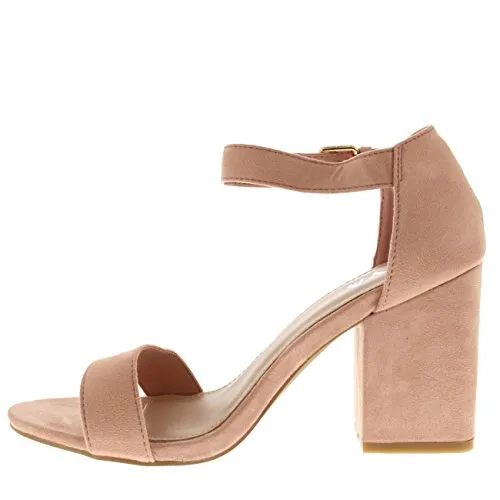 Suede Ankle Strap Wide Mid Block Heel