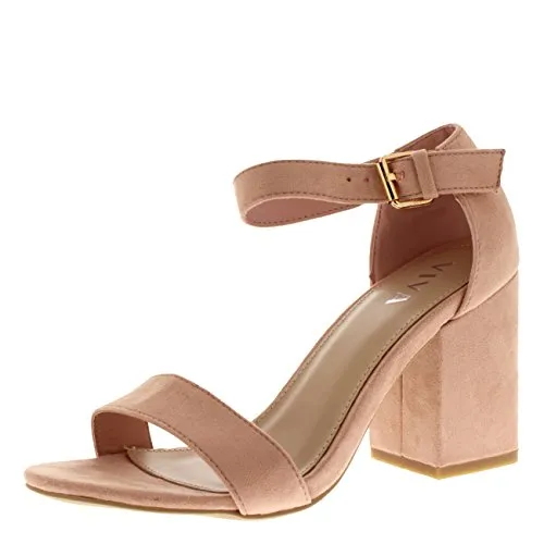 Suede Ankle Strap Wide Mid Block Heel