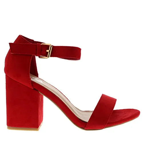 Suede Ankle Strap Wide Mid Block Heel