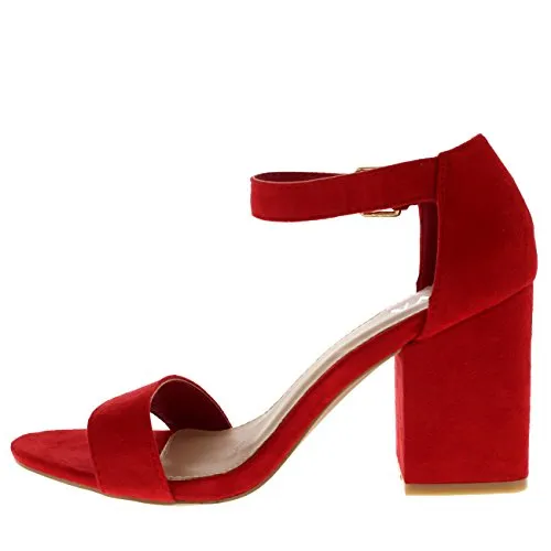 Suede Ankle Strap Wide Mid Block Heel