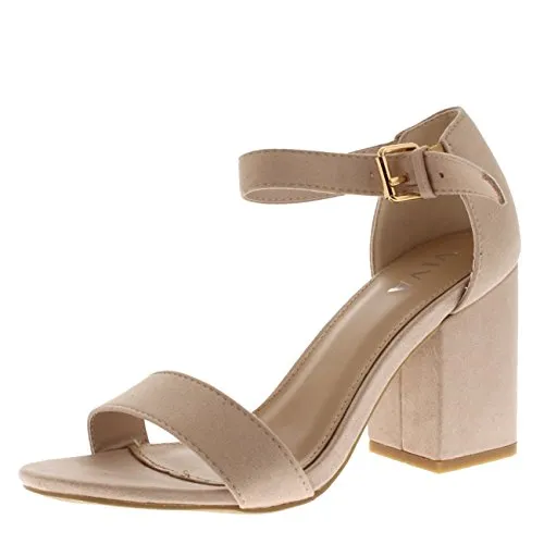 Suede Ankle Strap Wide Mid Block Heel