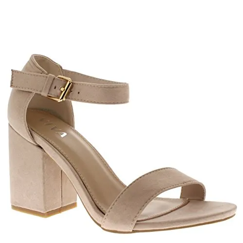 Suede Ankle Strap Wide Mid Block Heel