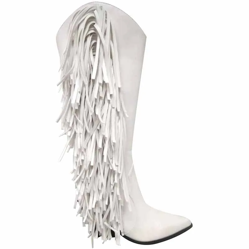 Tassel Cowboy Mid Calf Boots Women Western Cowgirl Boots