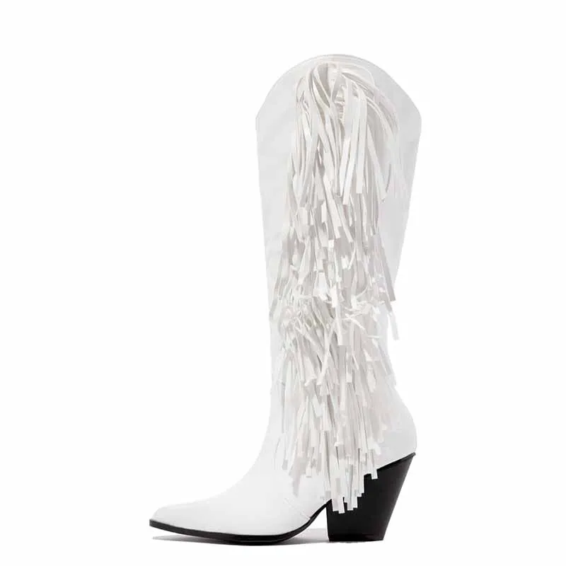 Tassel Cowboy Mid Calf Boots Women Western Cowgirl Boots