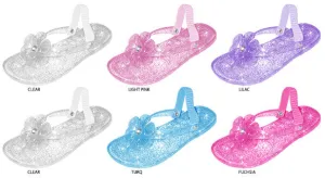 toddler girls glitter jelly sandals with flower Case of 72