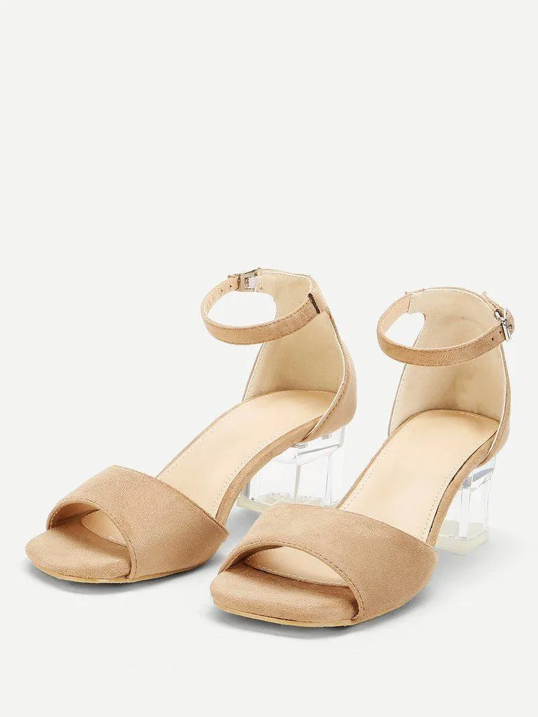 Two Part Clear Block Heels