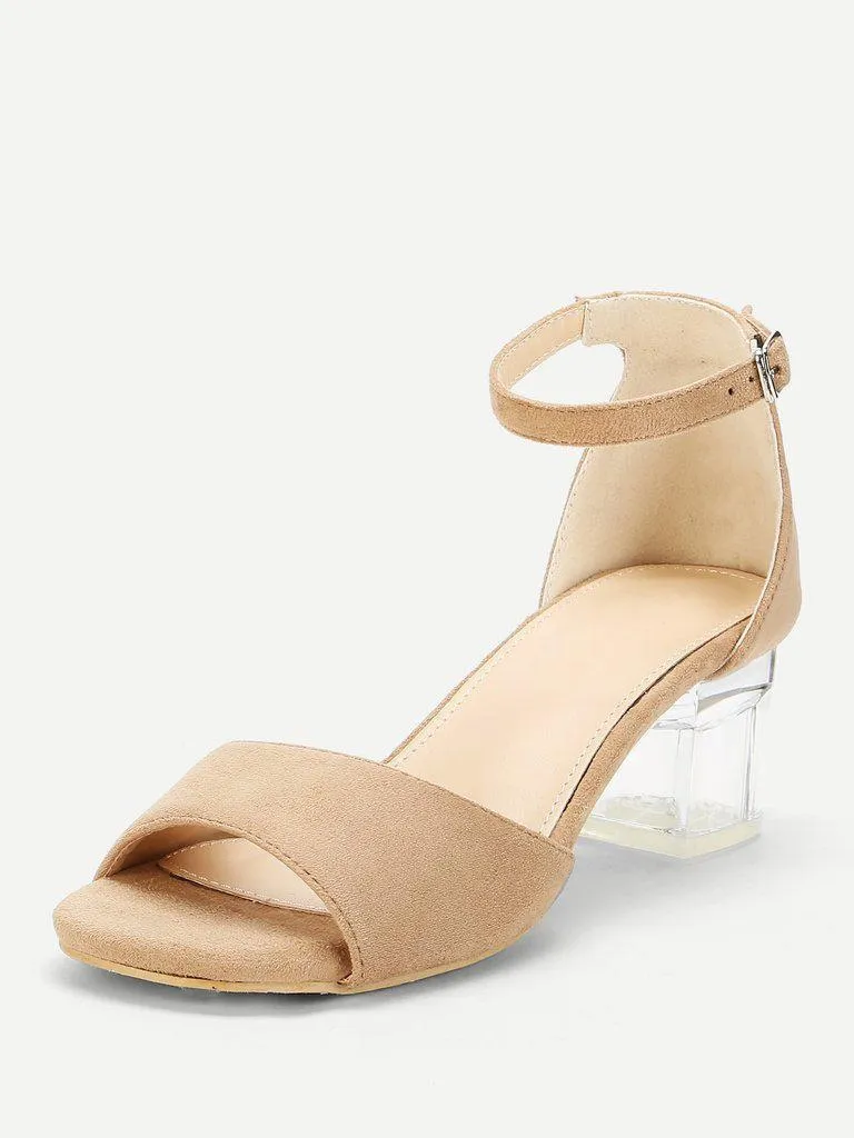 Two Part Clear Block Heels