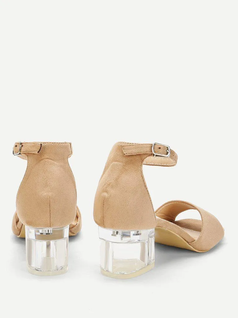 Two Part Clear Block Heels