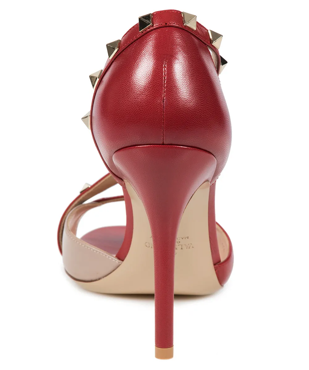 Valentino Rockstud Leather d'Orsay Peep Toe Pumps